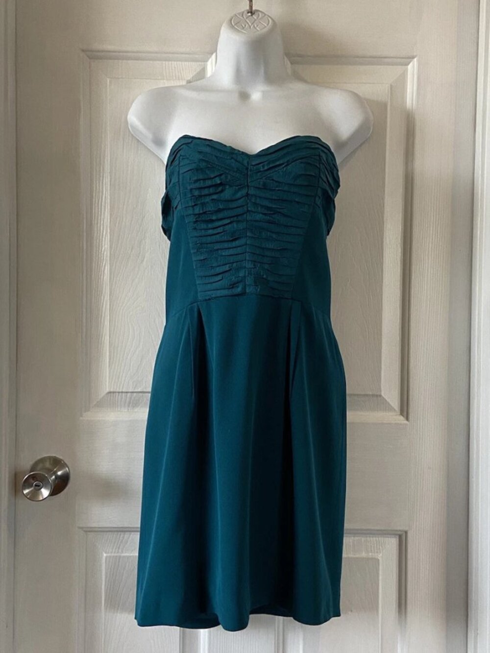 Rebecca Minkoff Silk Strapless Sheath Dress Teal Size 6
